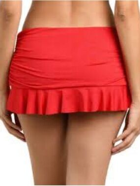 Red Ruffled Swim Skirt